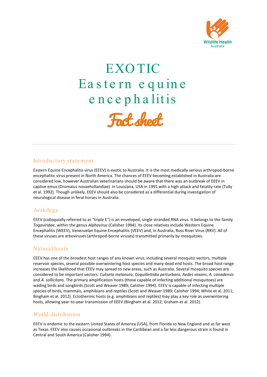 EXOTIC Eastern Equine Encephalitis Fact Sheet