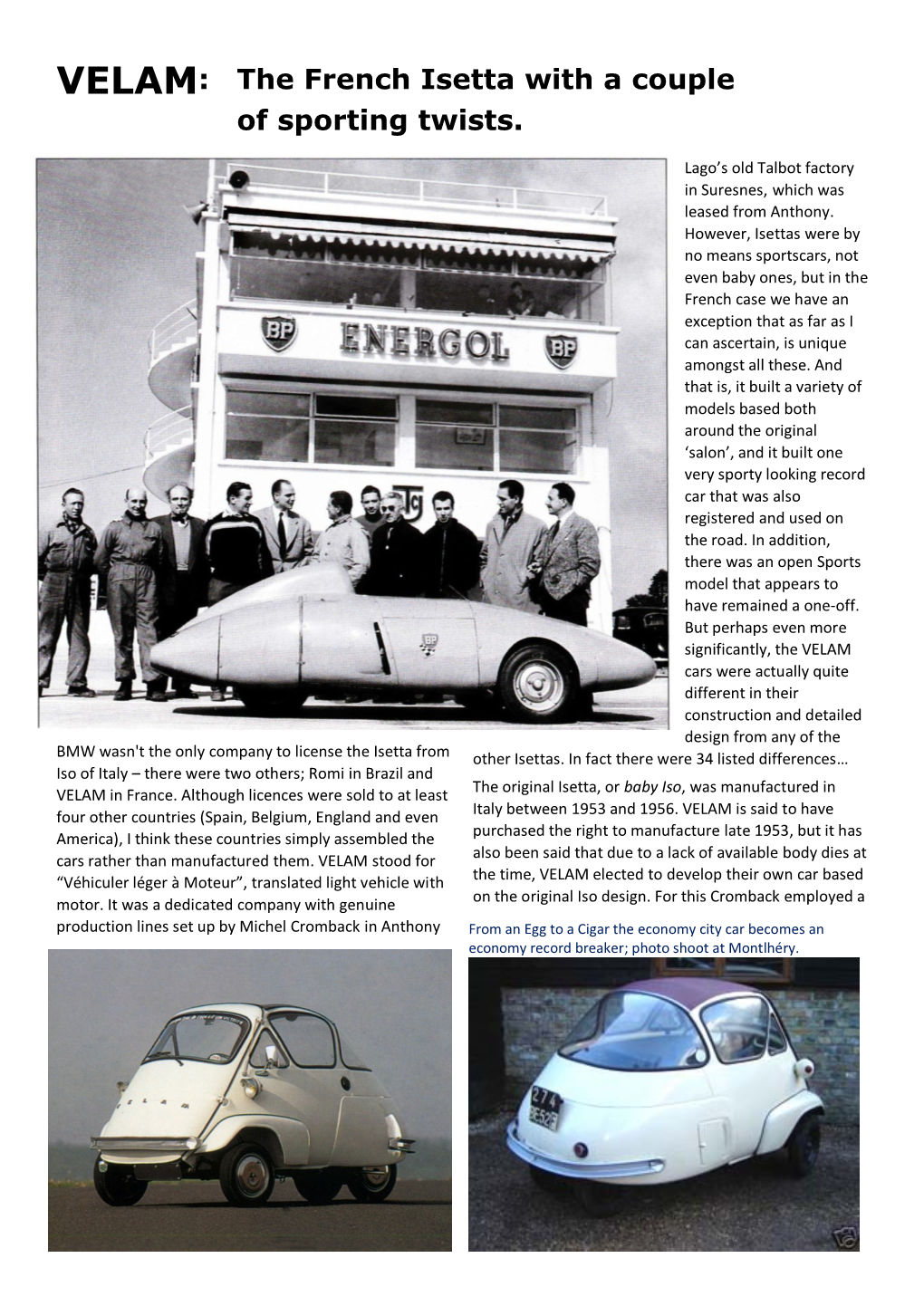 VELAM: the French Isetta with a Couple of Sporting Twists