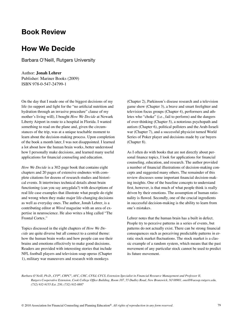 Book Review How We Decide