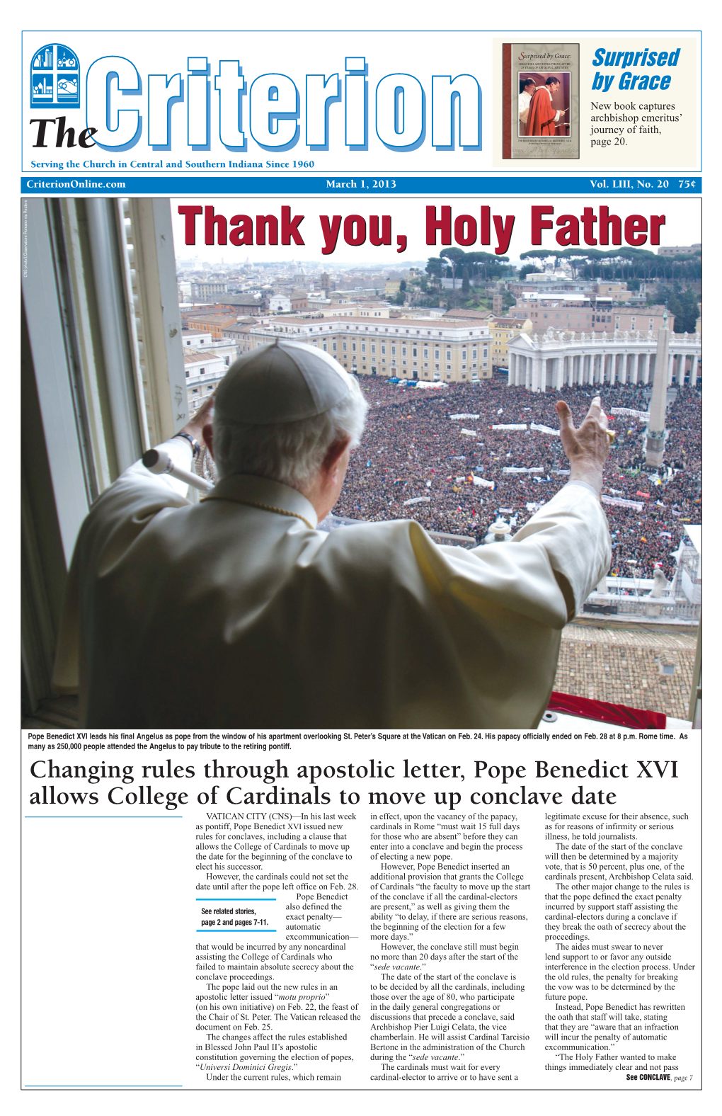 Pope Benedict XVI Leads His Final Angelus As Pope from the Window of His Apartment Overlooking St