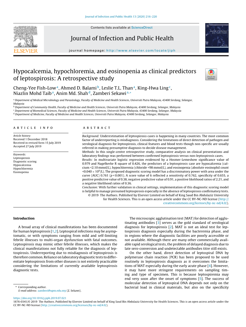 Hypocalcemia, Hypochloremia, and Eosinopenia As Clinical Predictors Of