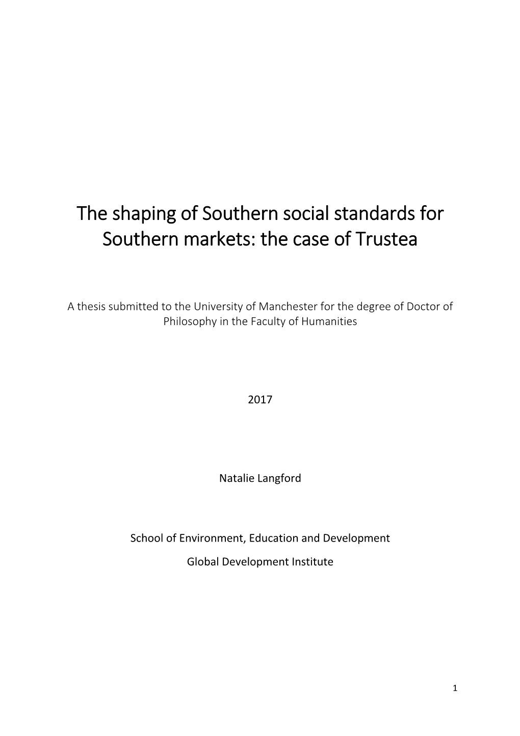 The Shaping of Southern Social Standards for Southern Markets: the Case of Trustea