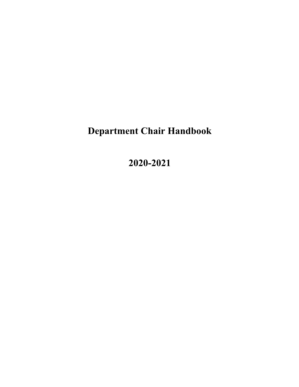 Department Chair Handbook 2020-2021