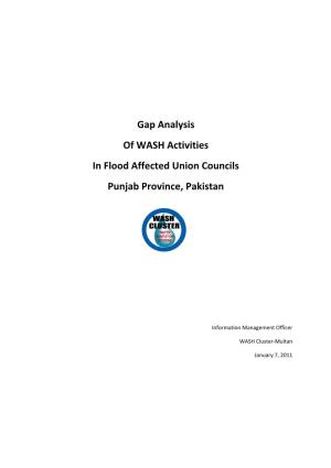Gap Analysis of WASH Activities in Flood Affected Union Councils Punjab Province, Pakistan