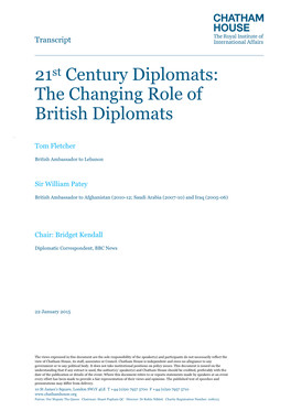21St Century Diplomats: the Changing Role of British Diplomats