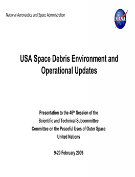 USA Space Debris Environment and Operational Updates