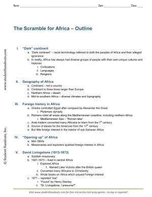 The Scramble for Africa – Outline