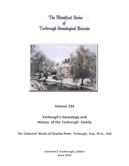 ARTICLES by Peter Yerburgh Printed the Yarbrough Family Quarterly