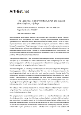The Garden at War: Deception, Craft and Reason (Buckingham, 8 Jul 17)