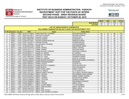 Sindh Revenue Board Test Held on Sunday, October 28, 2018