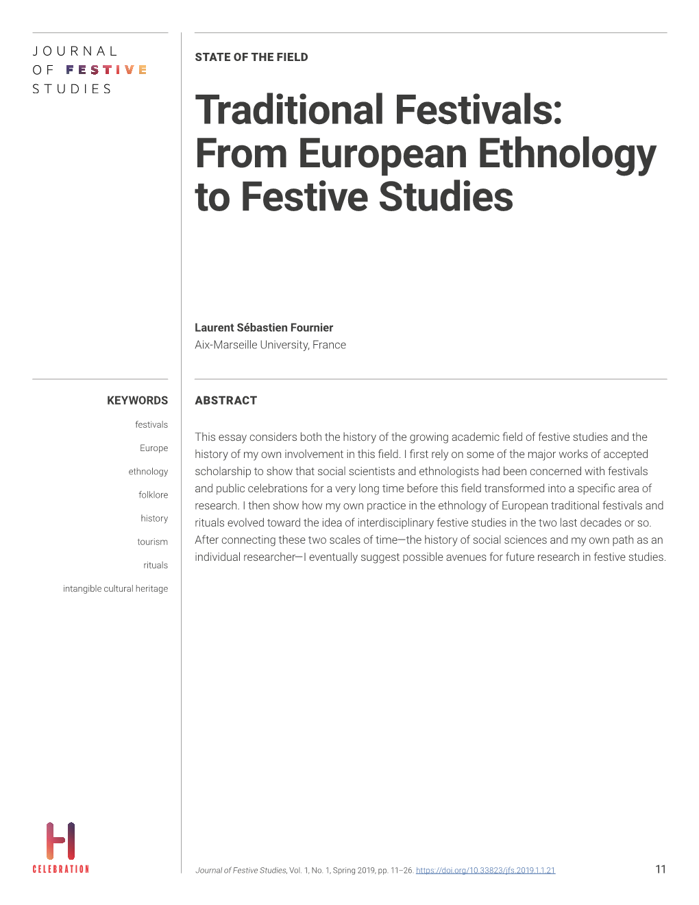 Traditional Festivals: from European Ethnology to Festive Studies