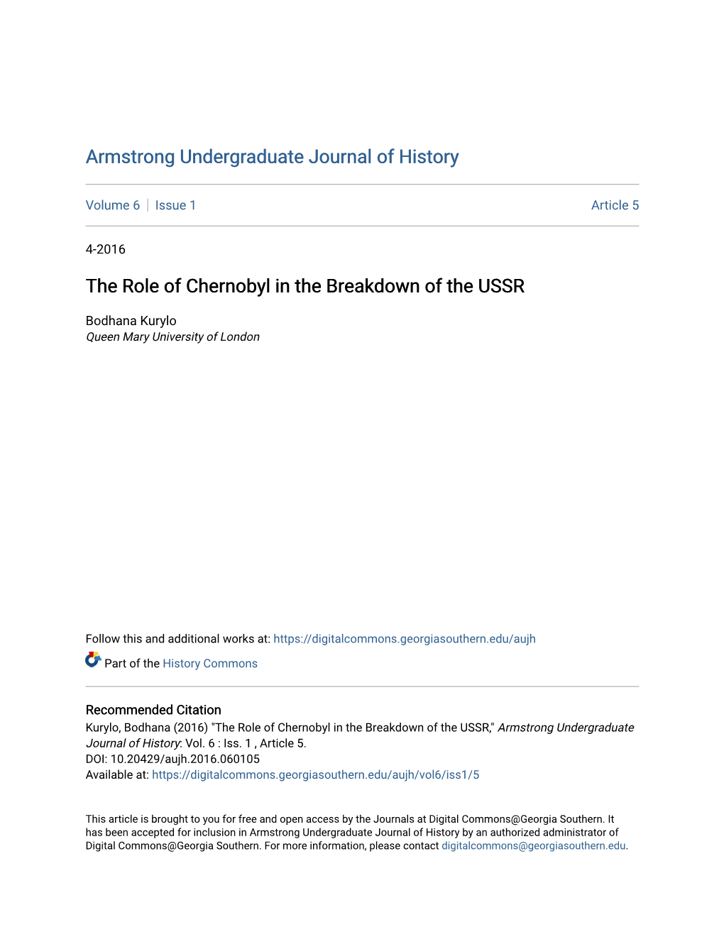 The Role of Chernobyl in the Breakdown of the USSR