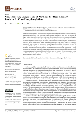 Contemporary Enzyme-Based Methods for Recombinant Proteins in Vitro Phosphorylation