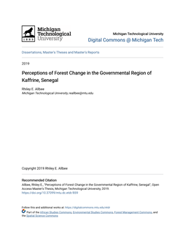 Perceptions of Forest Change in the Governmental Region of Kaffrine, Senegal