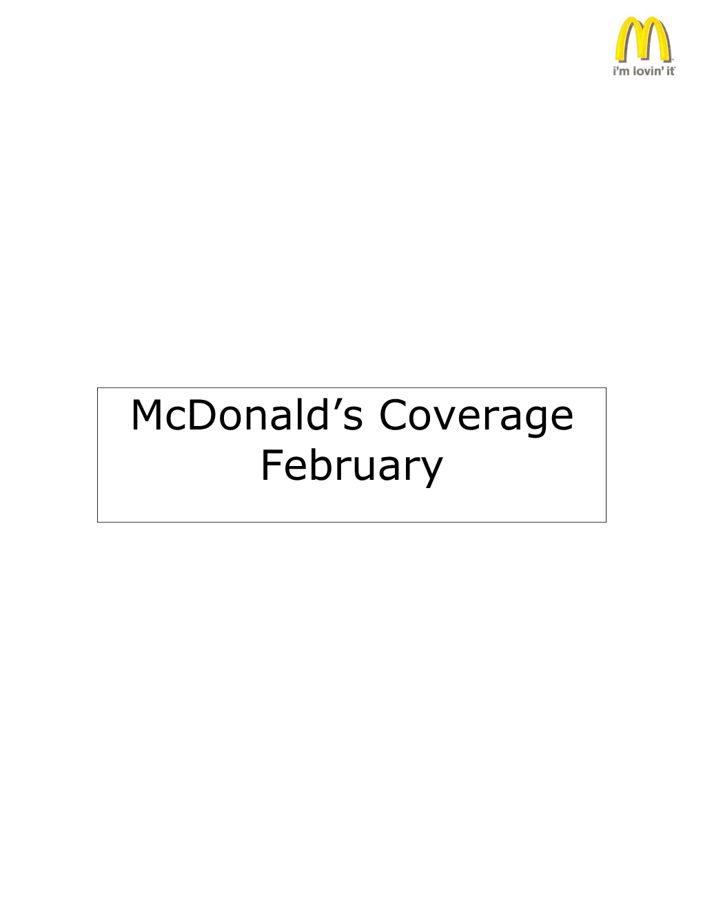 Mcdonald's Coverage February