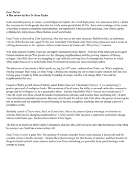 Gran Torino a Film Review by Rev Dr Steve Taylor