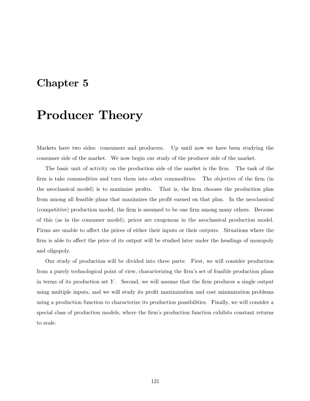 Chapter 5: Producer Theory