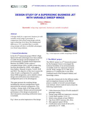 Design Study of a Supersonic Business Jet with Variable Sweep Wings