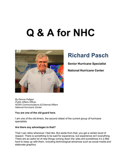 Q & a for NHC Richard Pasch