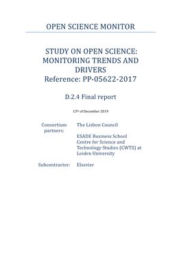 Open Science Monitor Study on Open