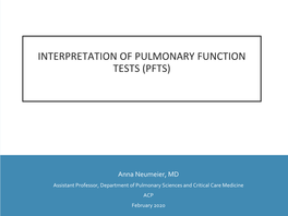 Interpretation of Pulmonary Function Tests (Pfts)