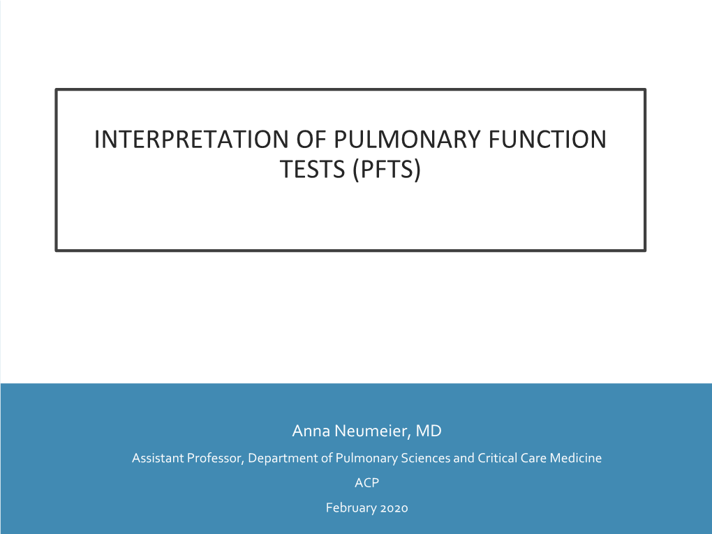 Interpretation Of Pulmonary Function Tests (Pfts) - DocsLib