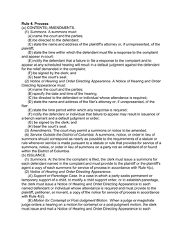 Rule 4. Process (A) CONTENTS; AMENDMENTS. (1) Summons. a Summons Must: (A) Name the Court and the Parties; (B) Be Directed to Th