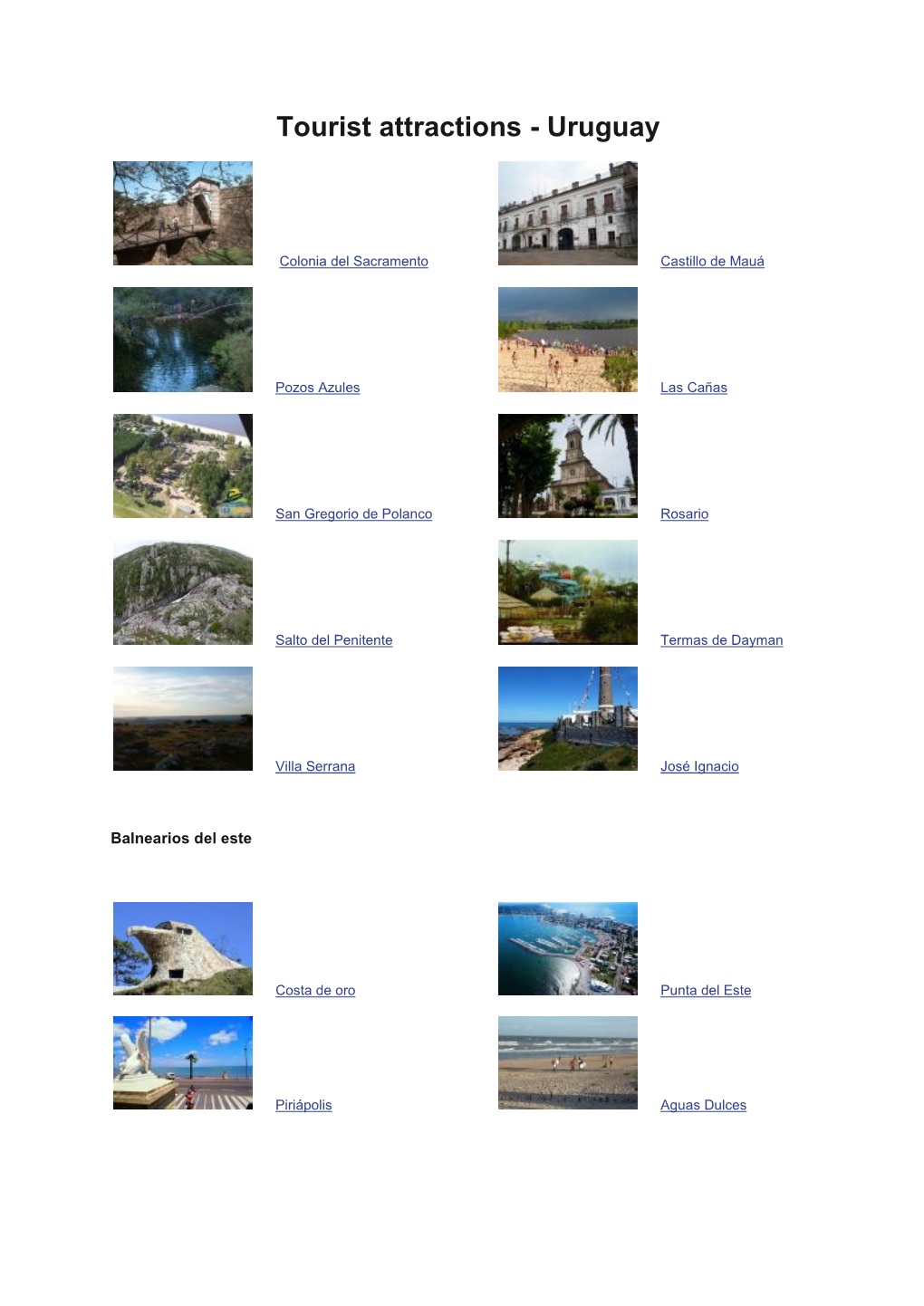 Tourist Attractions - Uruguay