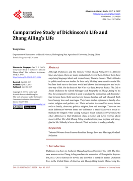 Comparative Study of Dickinson's Life and Zhang Ailing's Life