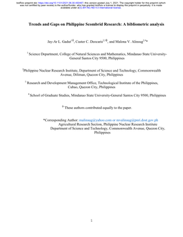 Trends and Gaps on Philippine Scombrid Research: a Bibliometric Analysis