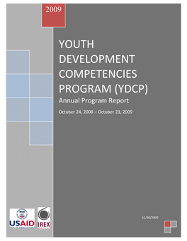 YOUTH DEVELOPMENT COMPETENCIES PROGRAM (YDCP) Annual Program Report