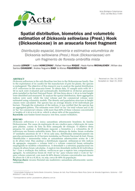 Spatial Distribution, Biometrics and Volumetric Estimation Of