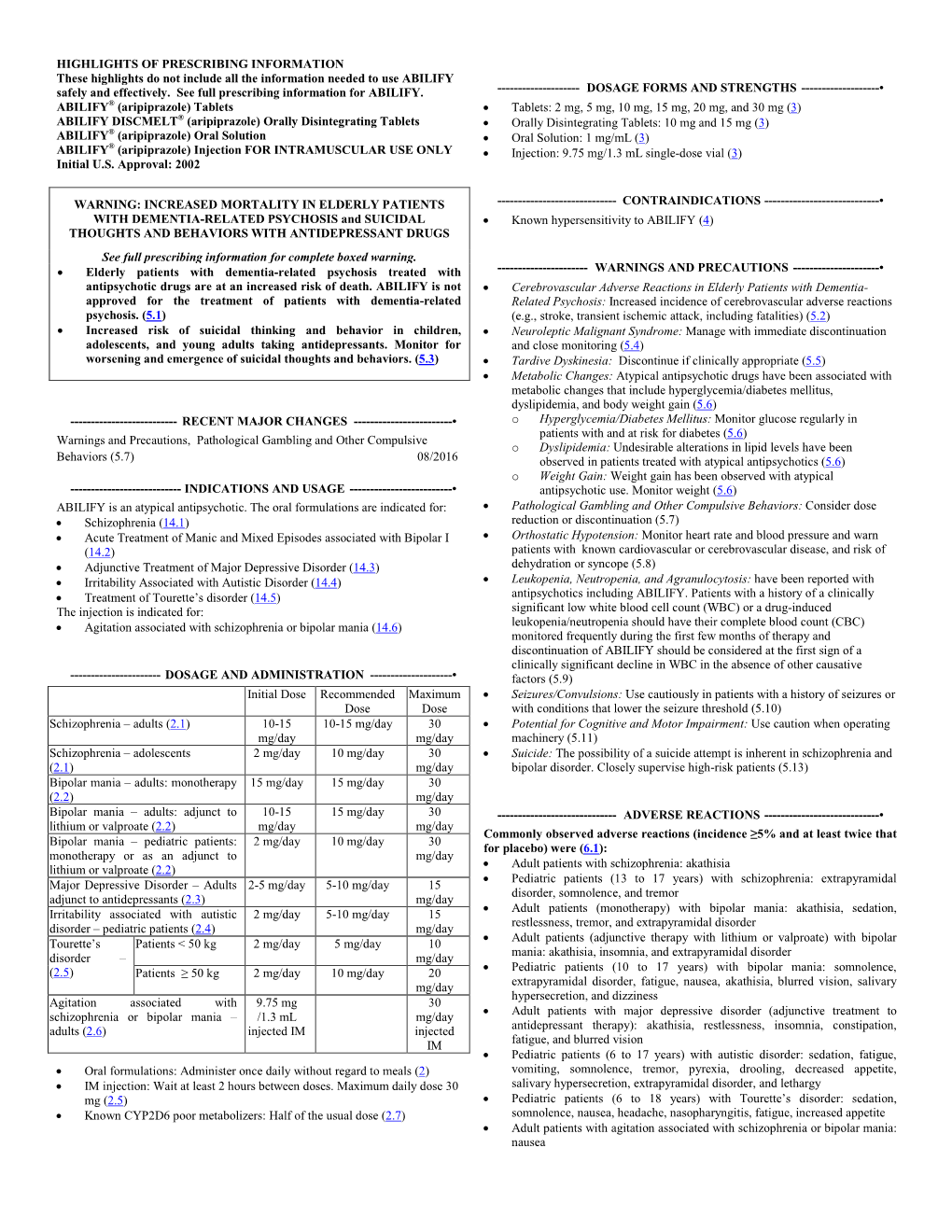 ABILIFY (Aripiprazole) Labels