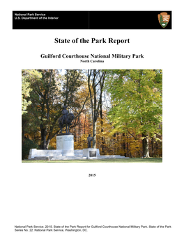 State of the Park Report, Guilford Courthouse National Military Park, North Carolina