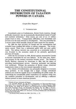 Constitutional Distribution of Taxation Powers in Canada, It Is Possible for Jurisprudence Concerning the Provincial Licensing Power to Pursue a More Sensible Course