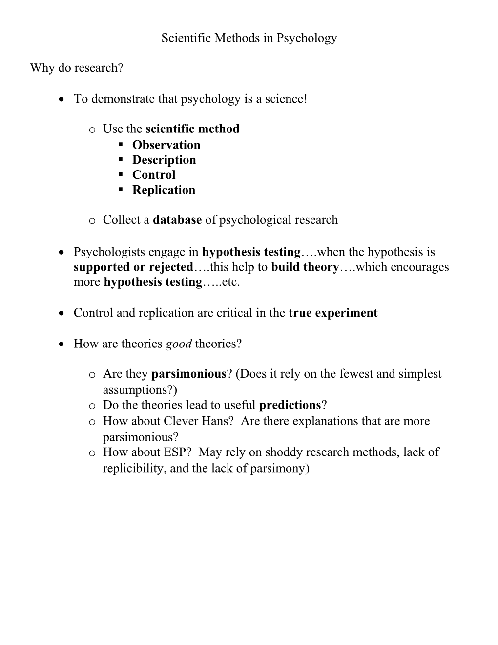 Lecture 2 Scientific Methods In Psychology Outline