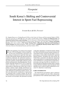NPR81: South Korea's Shifting and Controversial Interest in Spent Fuel