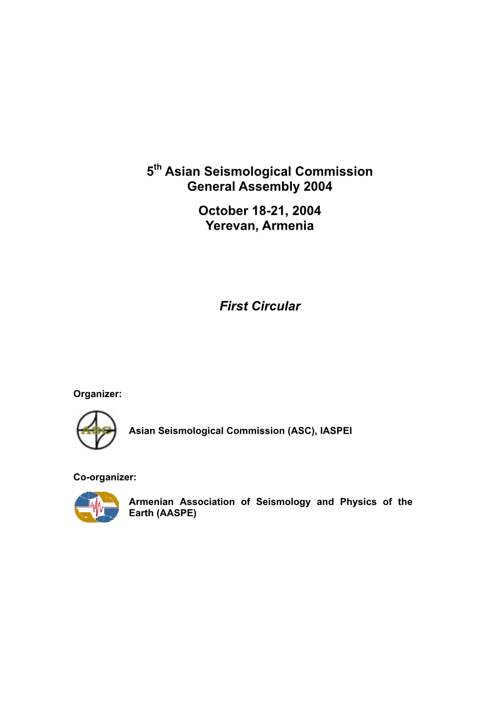 Asian Seismological Commission General Assembly 2004