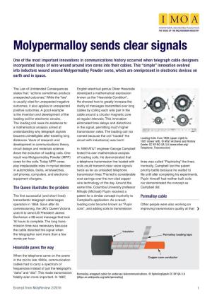Molypermalloy Sends Clear Signals