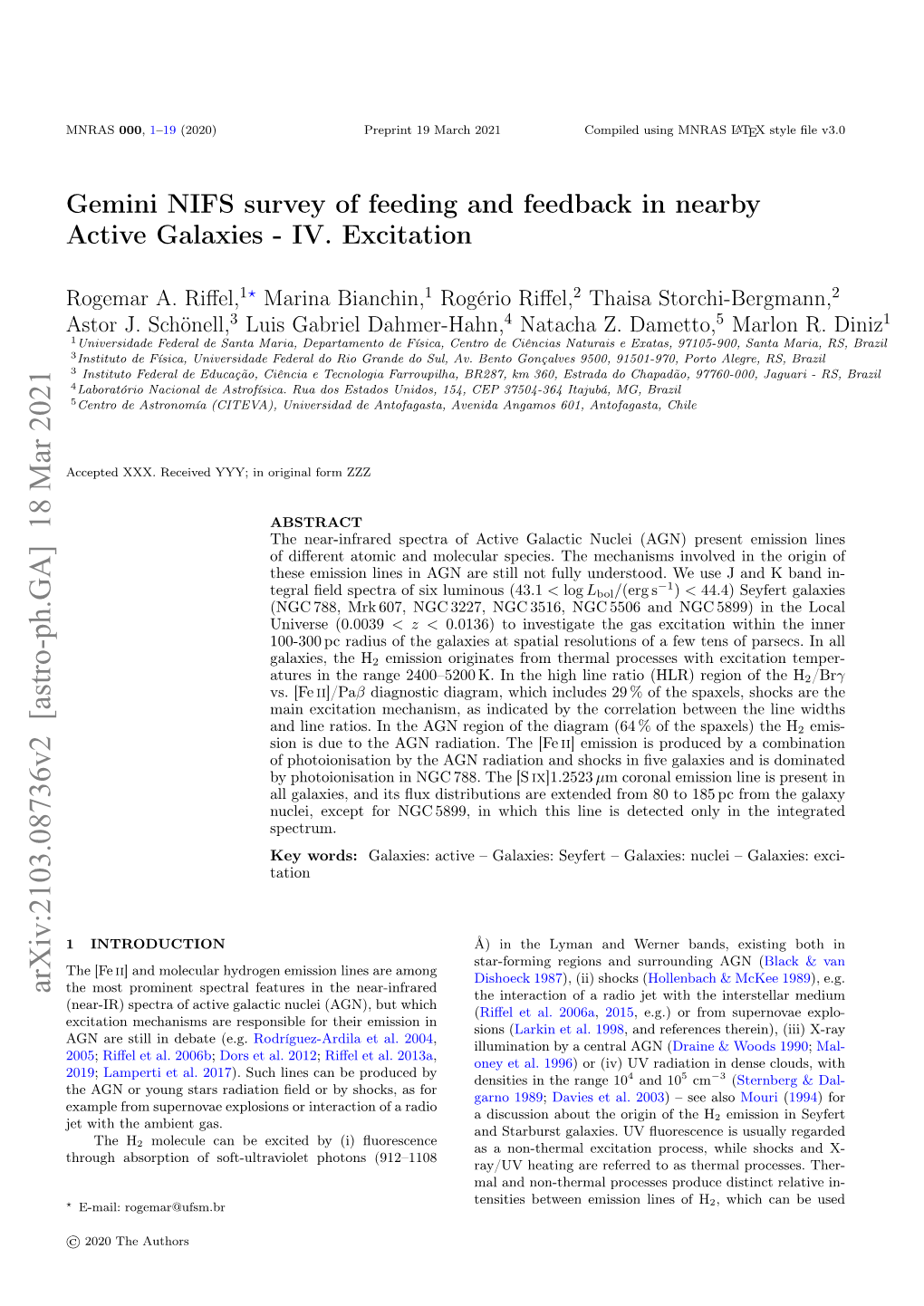 Arxiv:2103.08736V2 [Astro-Ph.GA] 18 Mar 2021