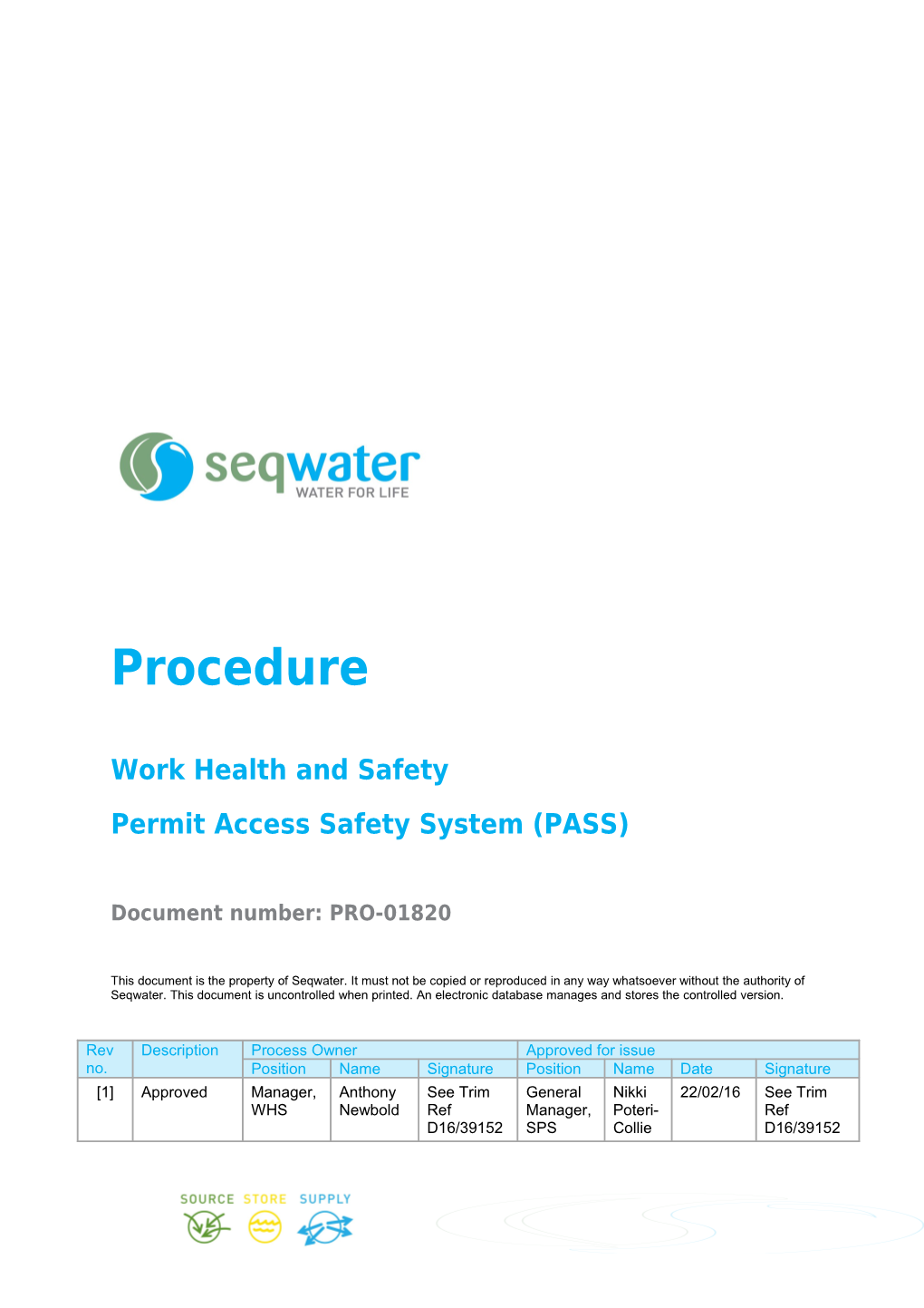 Corporate Safety - Permit Access Safety System (PASS) Procedure