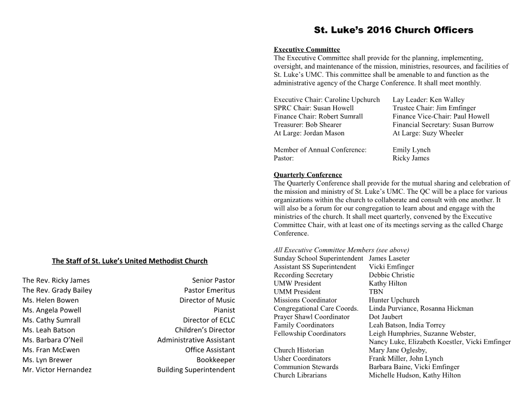 Lay Leadership Report for 2011