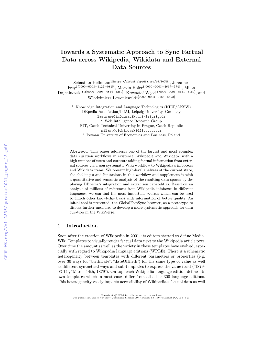 Towards a Systematic Approach to Sync Factual Data Across Wikipedia, Wikidata and External Data Sources