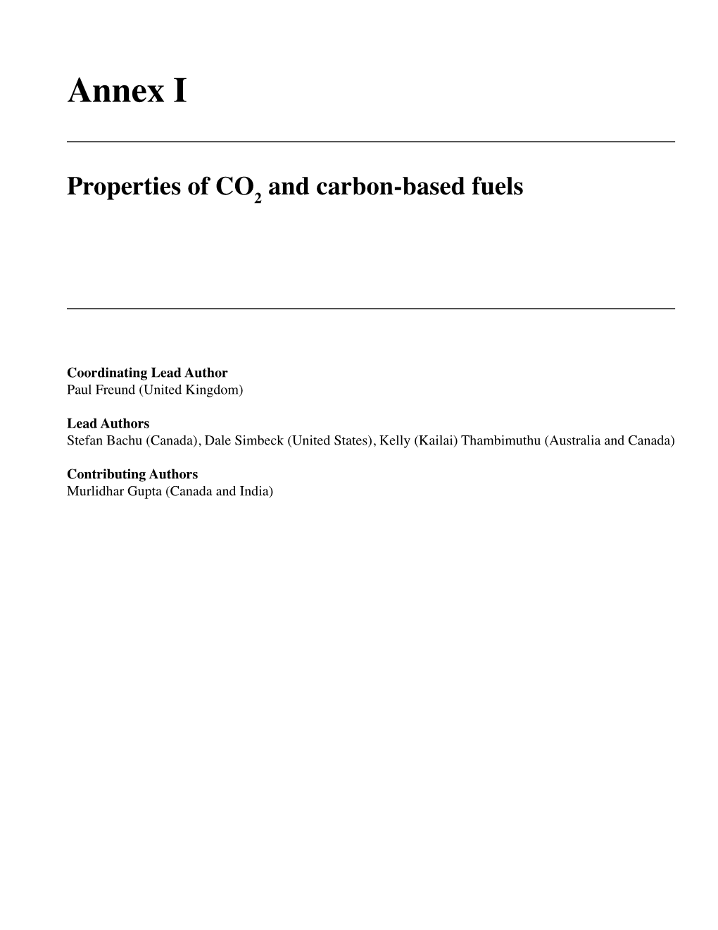 Annex I: Properties of CO2 and Carbon-Based Fuels 383 Annex I
