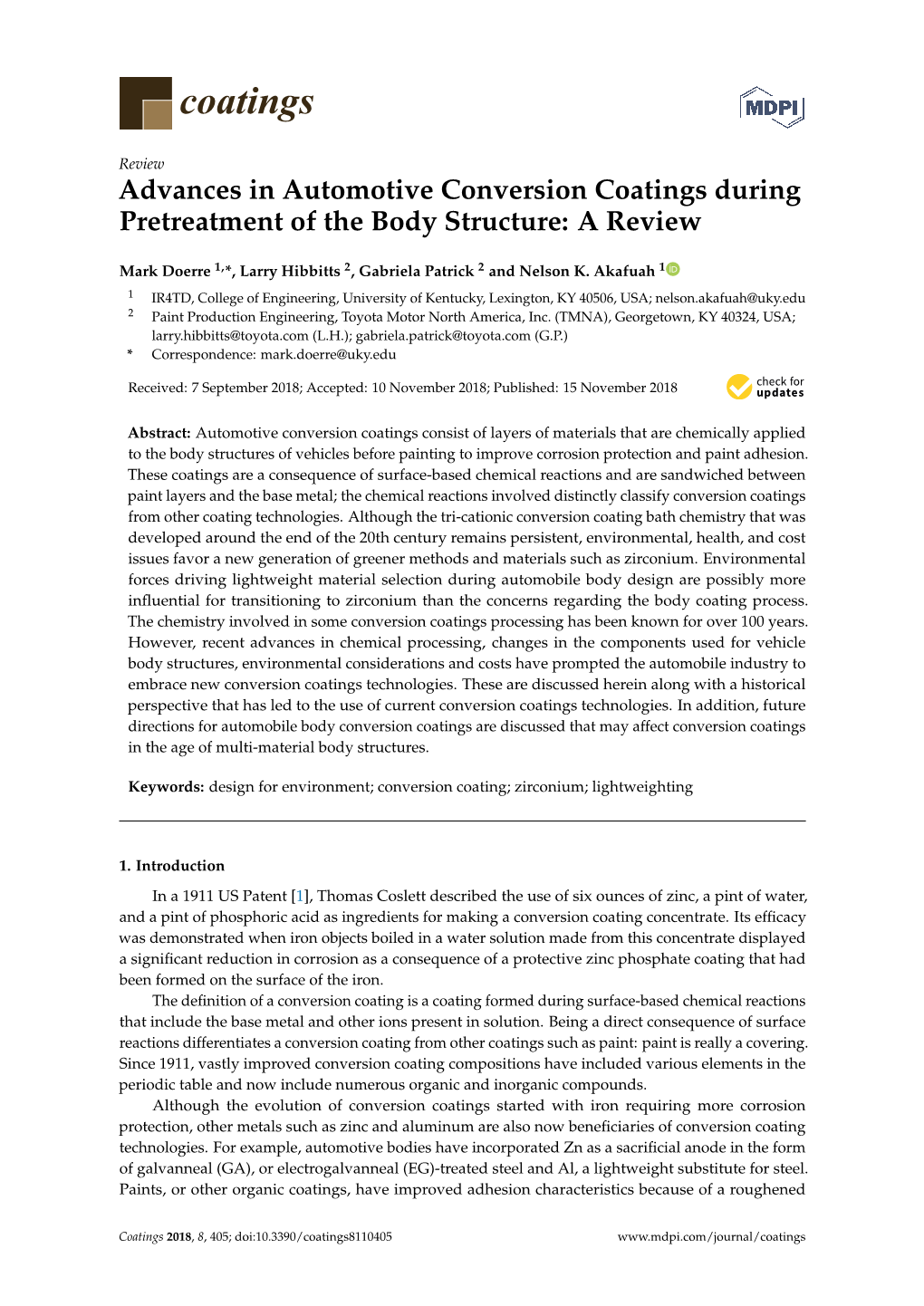 Advances in Automotive Conversion Coatings During Pretreatment of the Body Structure: a Review