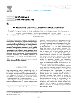 An Inexpensive Esophageal Balloon Tamponade Trainer