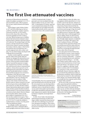 The First Live Attenuated Vaccines