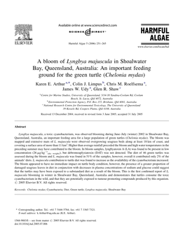 A Bloom of Lyngbya Majuscula in Shoalwater Bay, Queensland, Australia: an Important Feeding Ground for the Green Turtle (Chelonia Mydas) Karen E