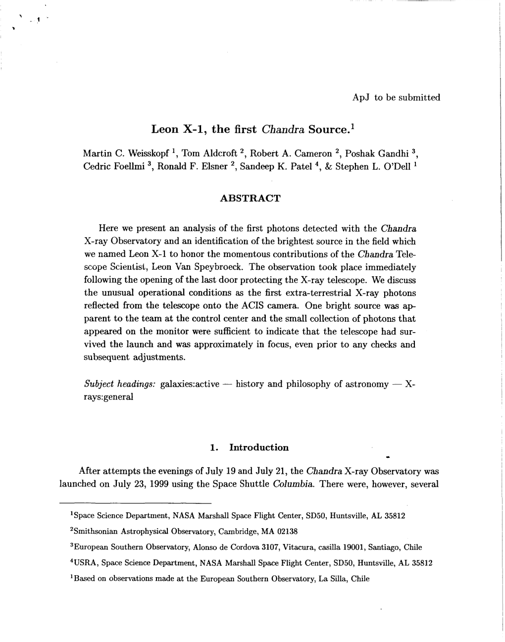 Leon X-1, the First Chandra Source.'