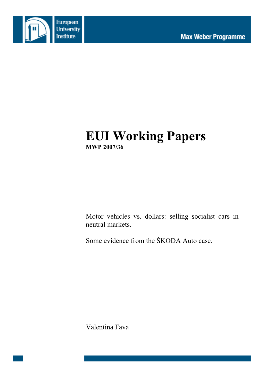 EUI Working Papers MWP 2007/36